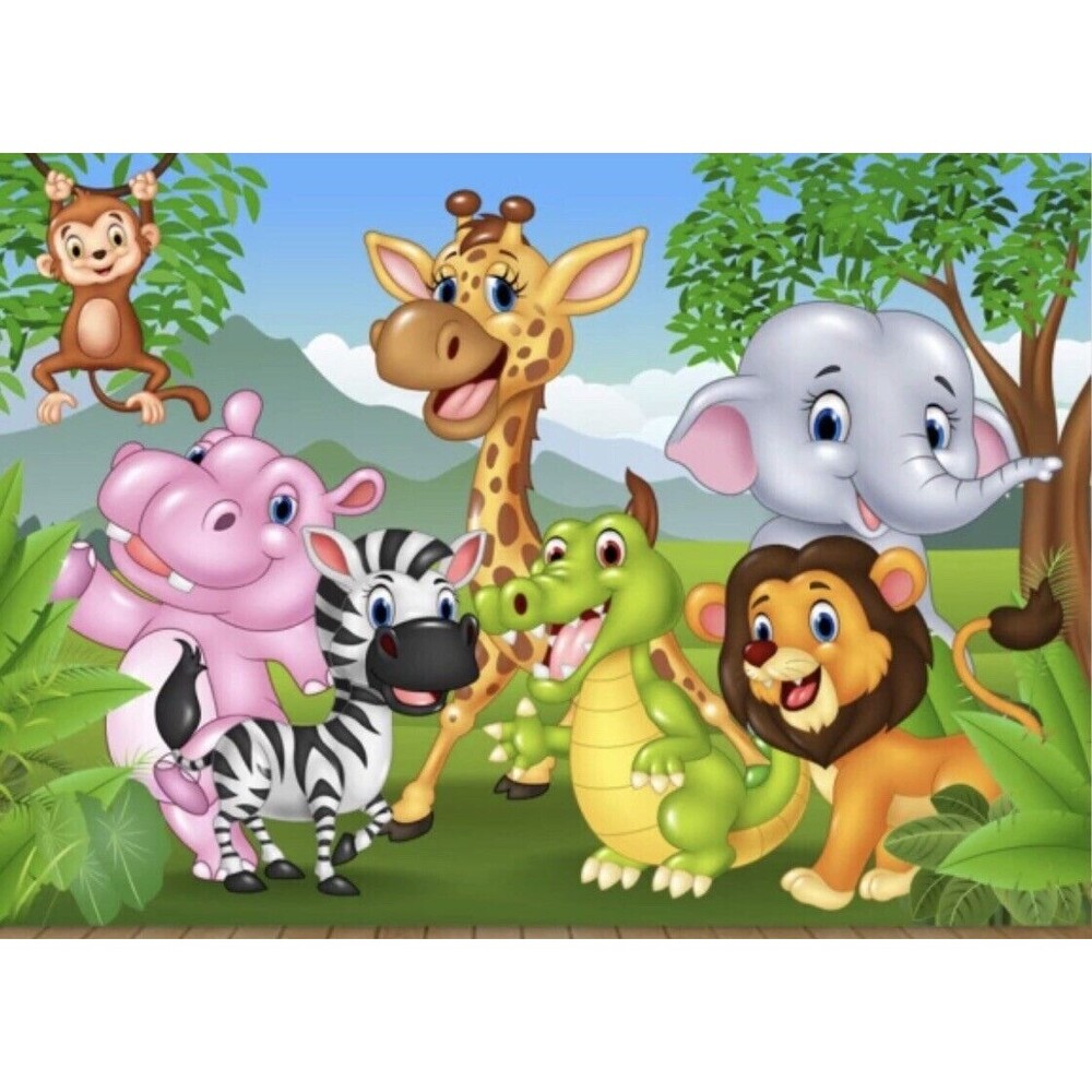 Cartoon Animals Zoo Photography Backdrop for Kids, Birthday Parties/Pictures NEW